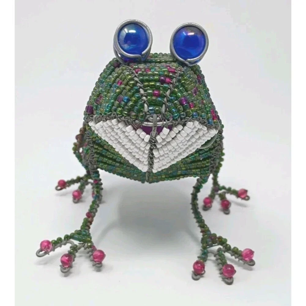 Beadworx Glass Bead Frog candle holder